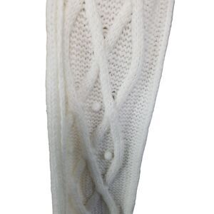 Aerie White Cable-knit Scarf with Fringes NWT by